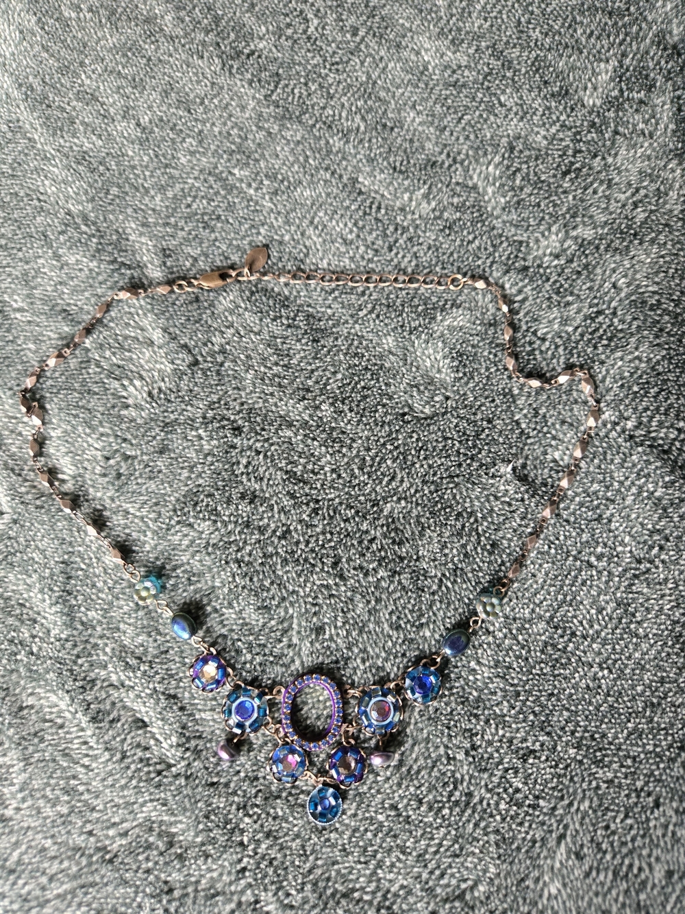 Blue Iridescent Crystal Statement Necklace 💙✨